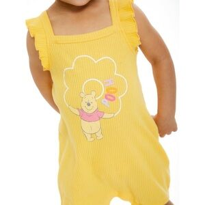 3/$25 🍄 Disney Baby Winnie the Pooh Ribbed OnePiece Yellow Embroidered Outfit 18